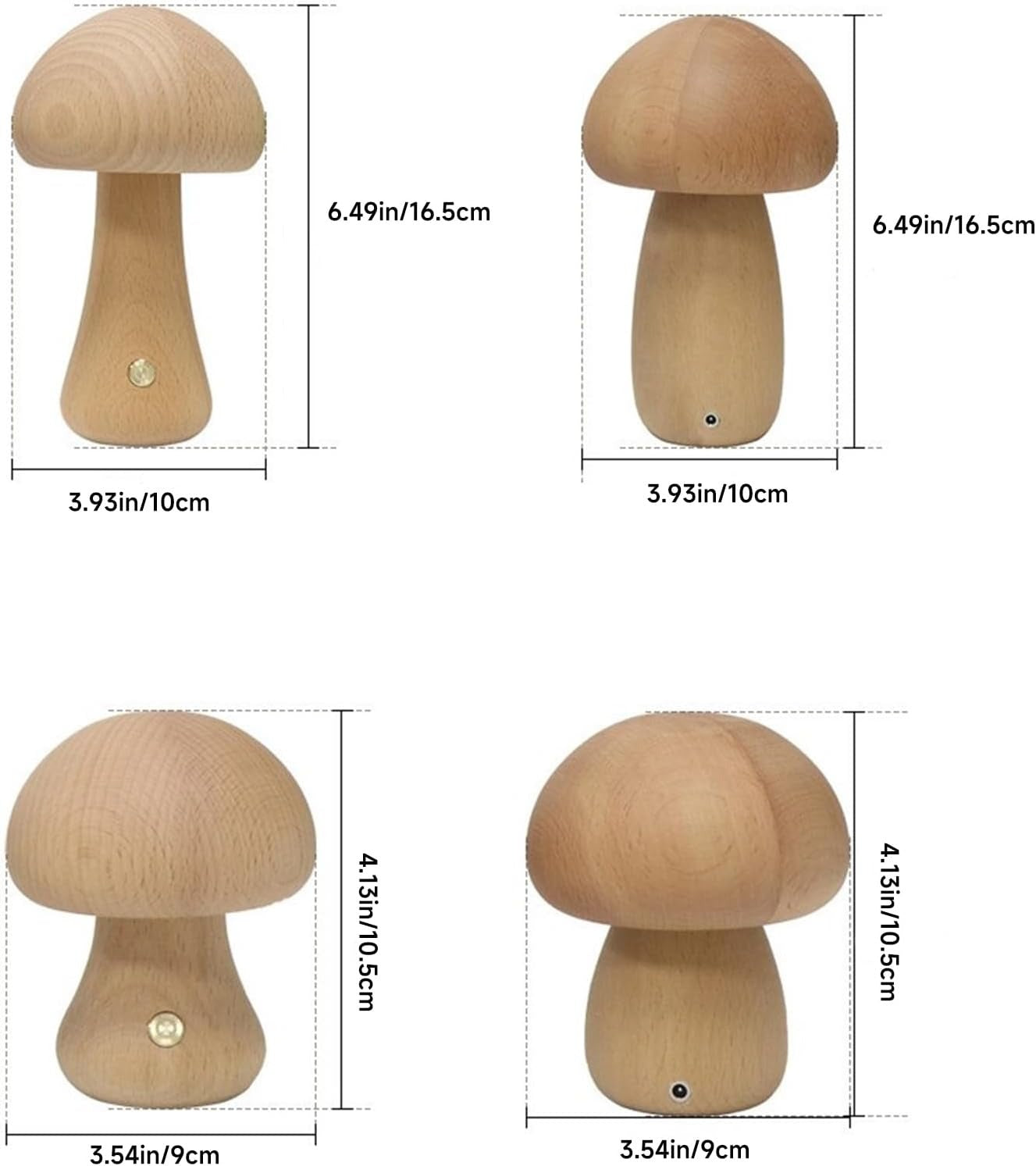 Wooden Mushroom LED Night Light – Touch Control, Warm Glow, USB Rechargeable Lamp for Kids & Bedroom Decor